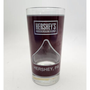 Vintage Hershey's 5 1/2" Glass Tumbler Chocolate World Hershey PA See Thru KISS